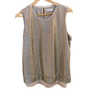 Business Professional Gold Metallic Sleeveless Top